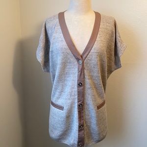 Lafayette 148 Knit Short Sleeve Cardigan Sweater L